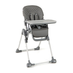 Portable Adjustable Highchair in grey with a detachable tray and footrest