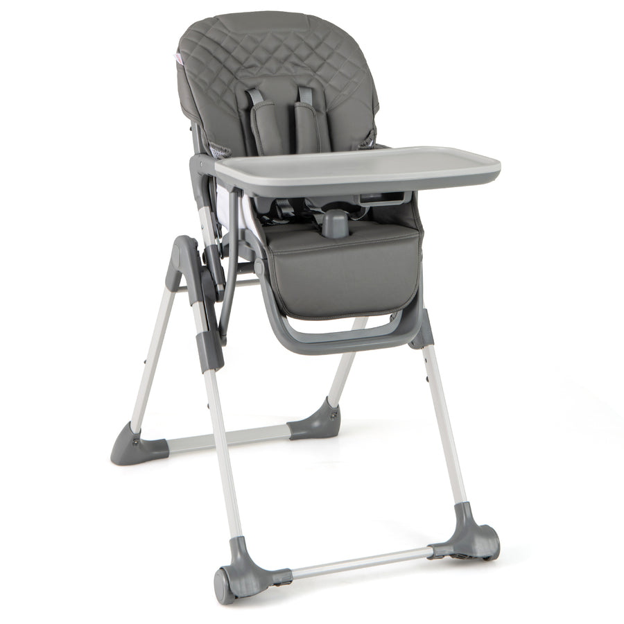 Portable Adjustable Highchair with Footrest and Detachable Tray for Babies-Grey