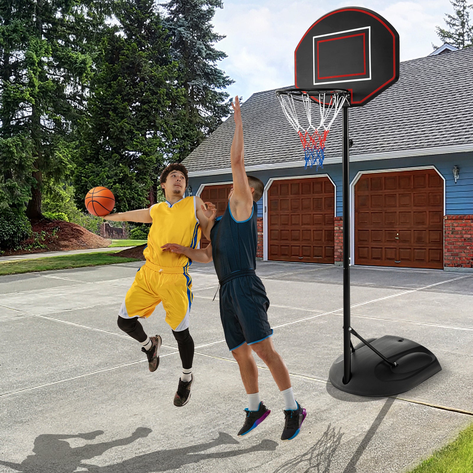 1.67 m-2.28 m Portable Basketball Hoop System with Anti-Rust Stand