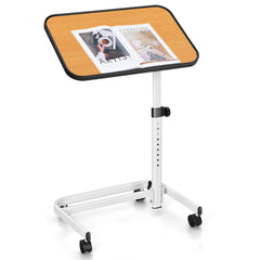 Portable Bedside Table with 9 Level Adjustable Height-Natural