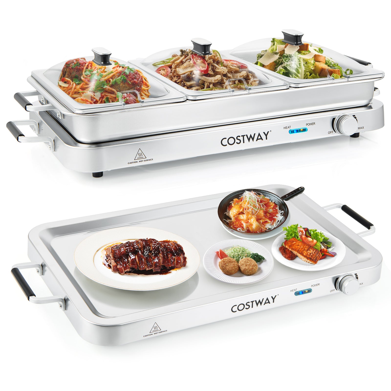 Portable Electric Buffet Server 2 in 1 Electric Warming Tray