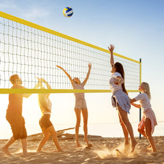 Portable Outdoor Volleyball Net Set Heavy-Duty Volleyball Net System-Yellow