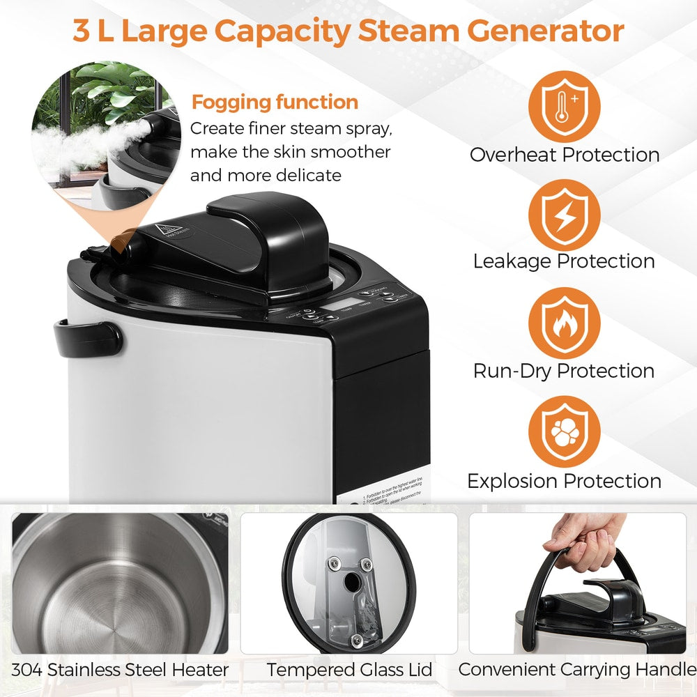 The steam generator unit showing the internal heater and safety features