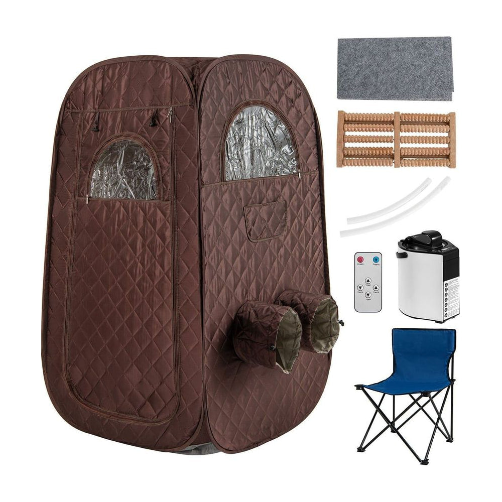 Portable Steam Sauna Tent with all included accessories like the chair and steam generator
