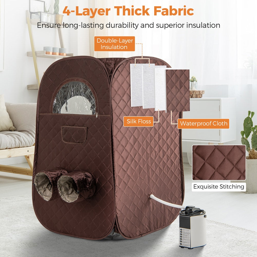 Portable Steam Sauna Tent in Brown
