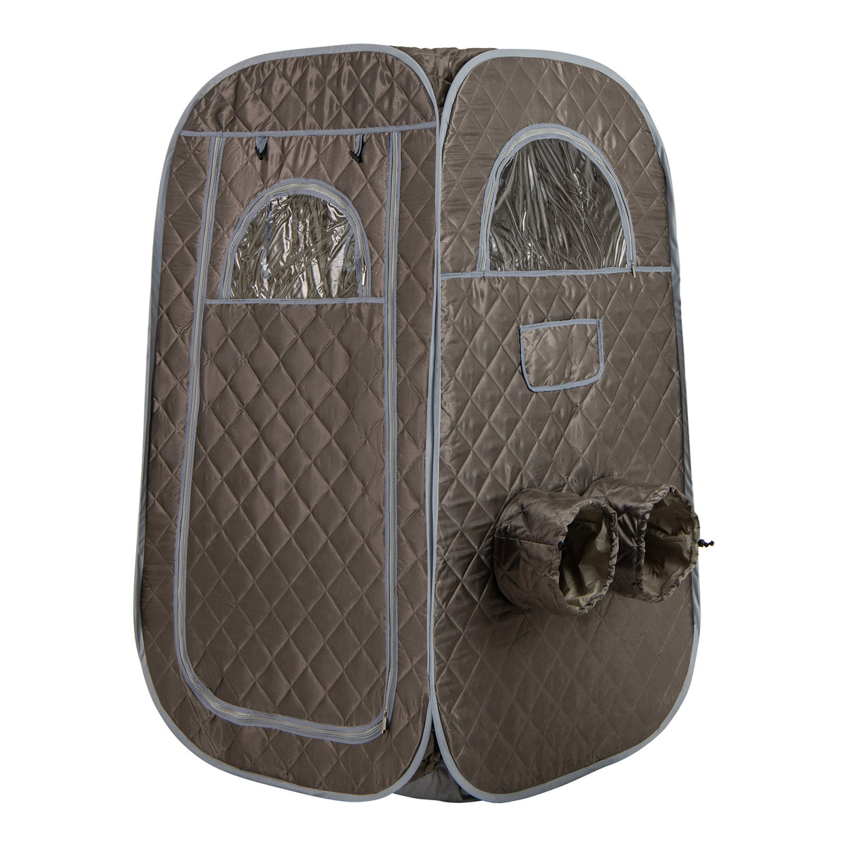 The grey steam sauna tent with two windows and two armholes