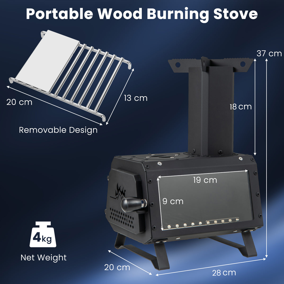 Portable Wood Burning Stove with 2 Cooking Positions