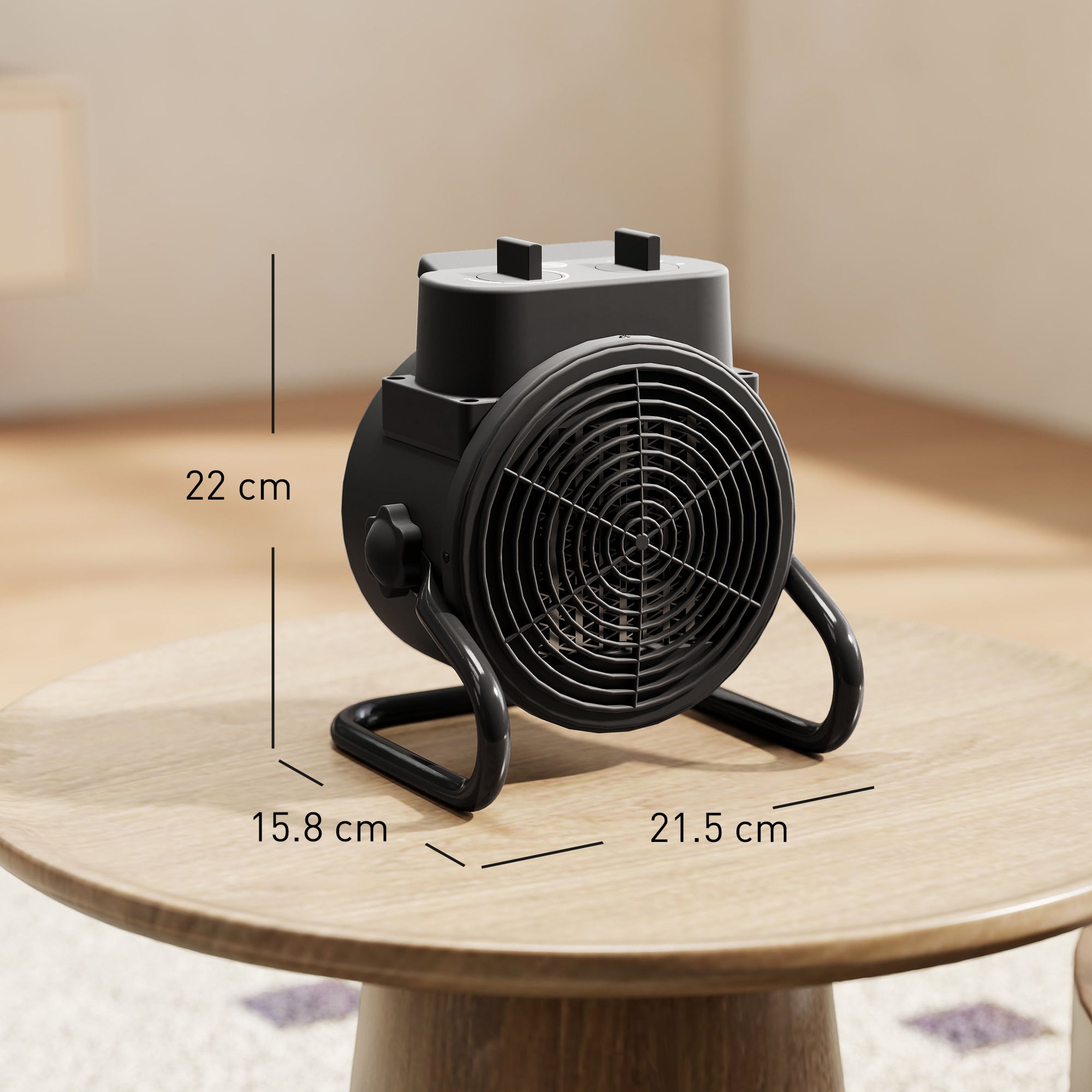 HOMCOM 2000W Portable Ceramic Electric Heater with Fan - Black