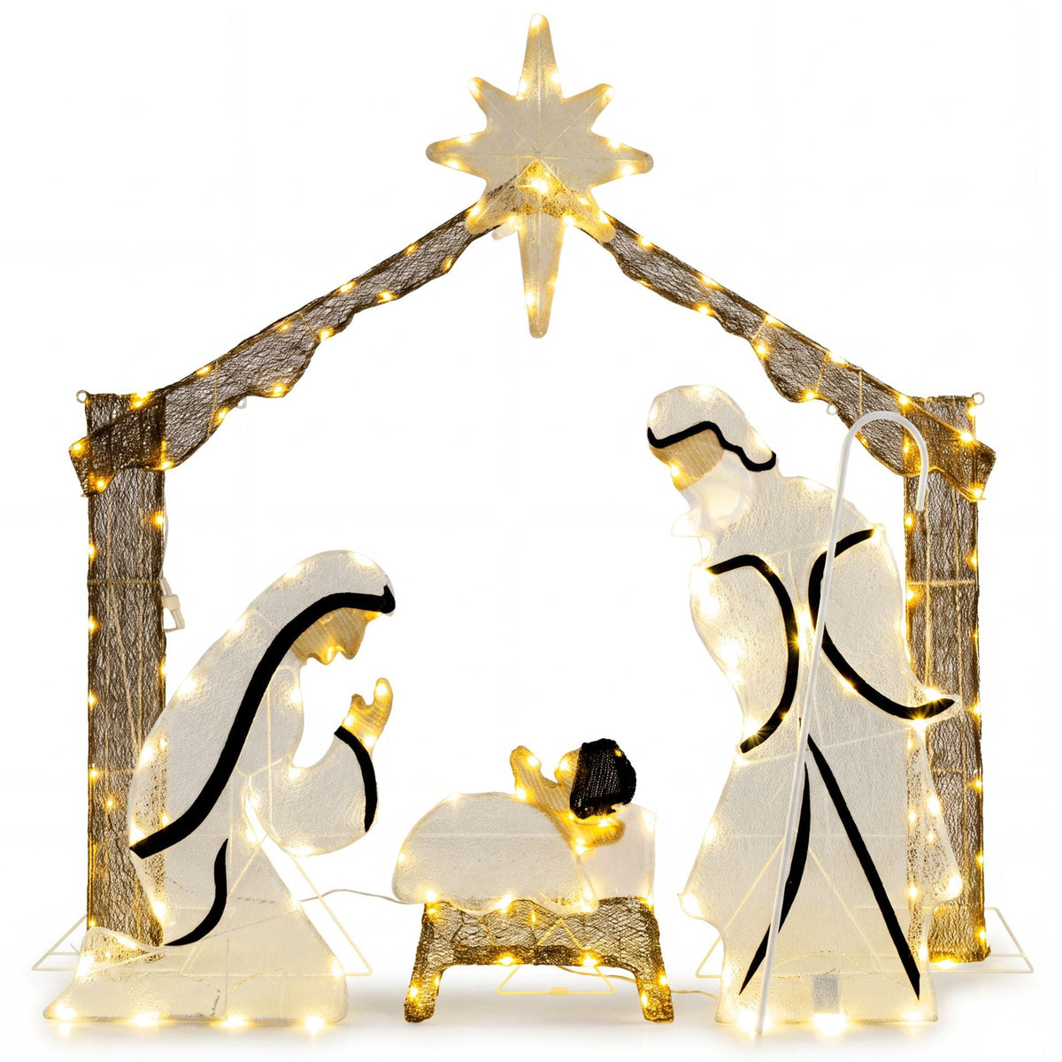 Pre-Lit Artificial Crystal Holy Family Decoration