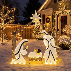 Pre-Lit Artificial Crystal Holy Family Decoration, image 2