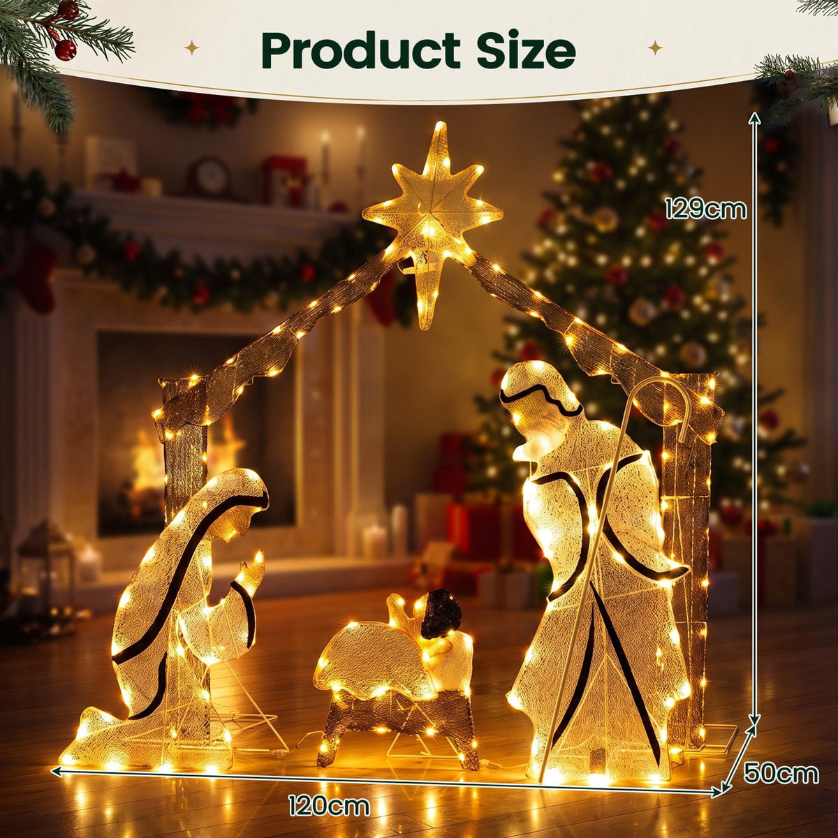 Pre-Lit Artificial Crystal Holy Family Decoration, image 5