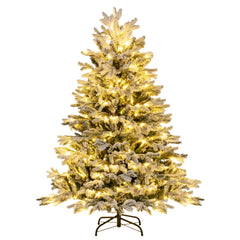 Pre-Lit Artificial Christmas Tree with PE PVC Branch Tips and Warm White LED Lights-4.5 ft