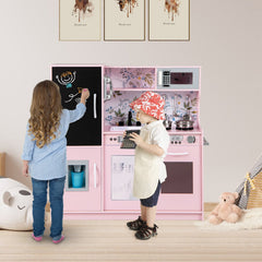 Toddler Pretend Kitchen Playset with Accessories and Simulated Sounds-Cream Pink