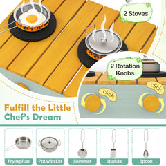 Pretend Mud Kitchen Play Kitchen with Removable Sink and Planter Boxes-Yellow