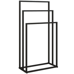 HOMCOM Freestanding Towel Rack, Steel Towel Rail Holder with 3 Bars, Black