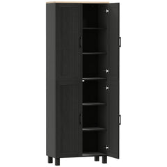 HOMCOM Freestanding Kitchen Cupboard, 4-Door Storage Cabinet with Adjustable Shelves, Modern Kitchen Pantry for Dining Room, 170cm, Black