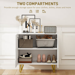 HOMCOM Modern Luxe High Gloss Sideboard, with Hairpin Legs - White