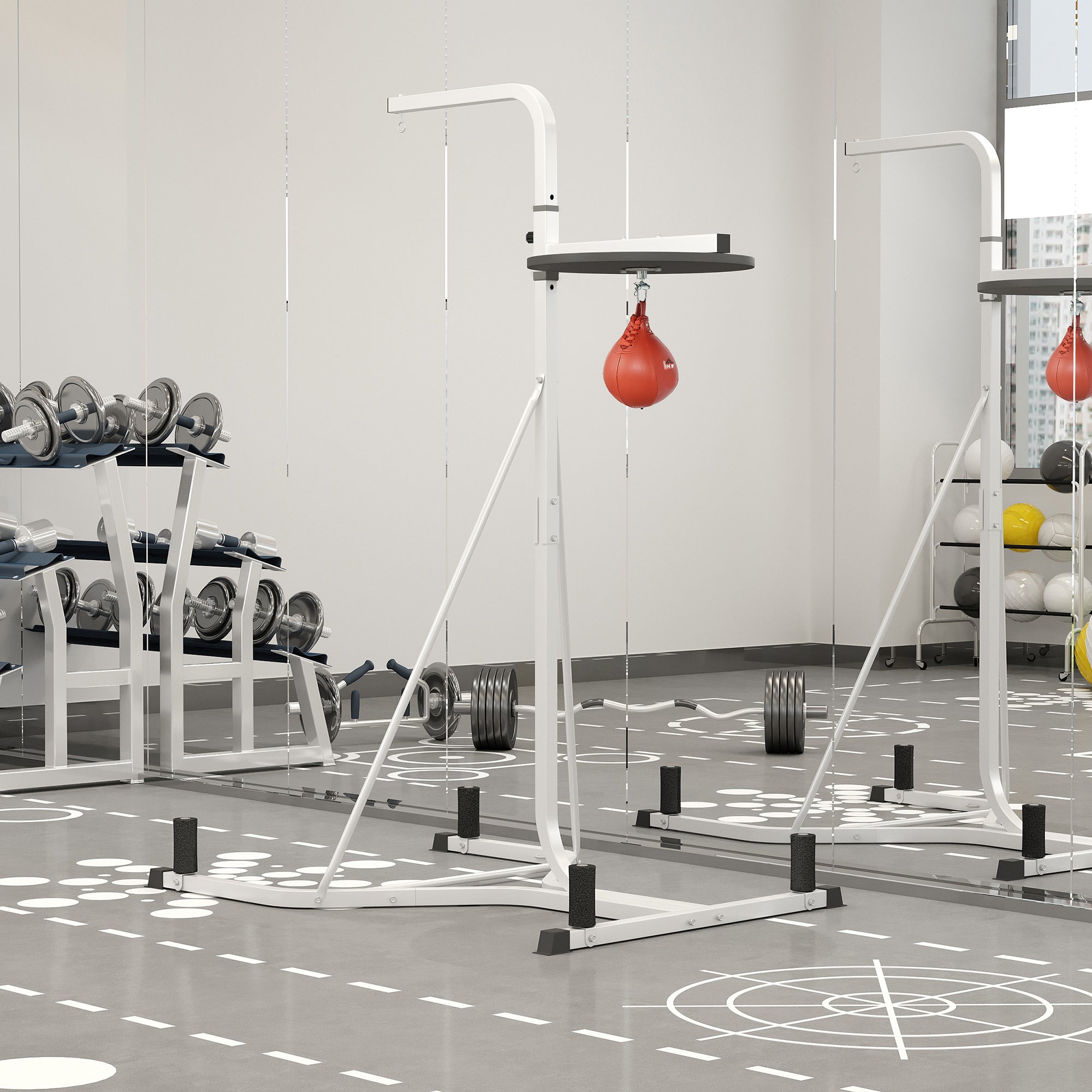 HOMCOM Adjustable Freestanding Speedbag, Punch Bag Hanger, White
