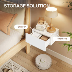 HOMCOM Floating Bedside Table Set of 2, Wall-Mounted Nightstand with Storage Drawer, White
