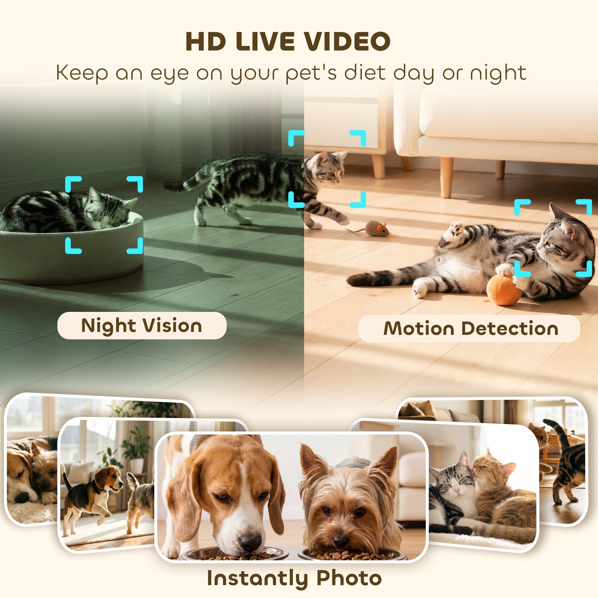 PawHut Automatic Cat Feeder for 2 Cats with HD Cameraï¼2.4G & 5G WiFi Pet Food Dispenser 6L APP Control