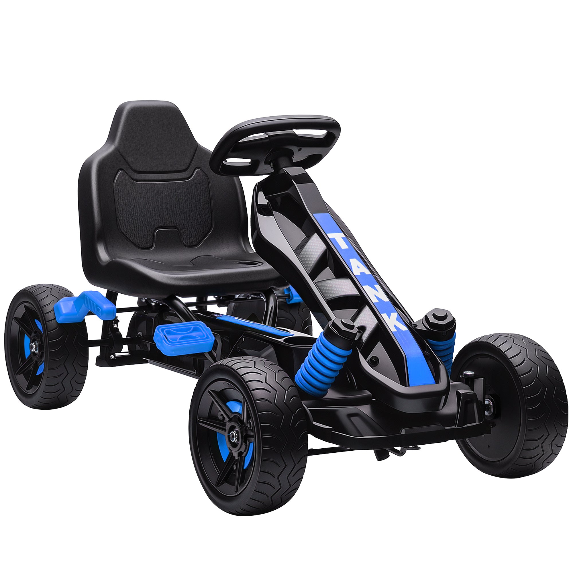 AIYAPLAY Pedal Go kart for Kids Ages 3-6 Years, with Automatic Clutch, Brake, EVA Anti-Slip Wheels, Blue