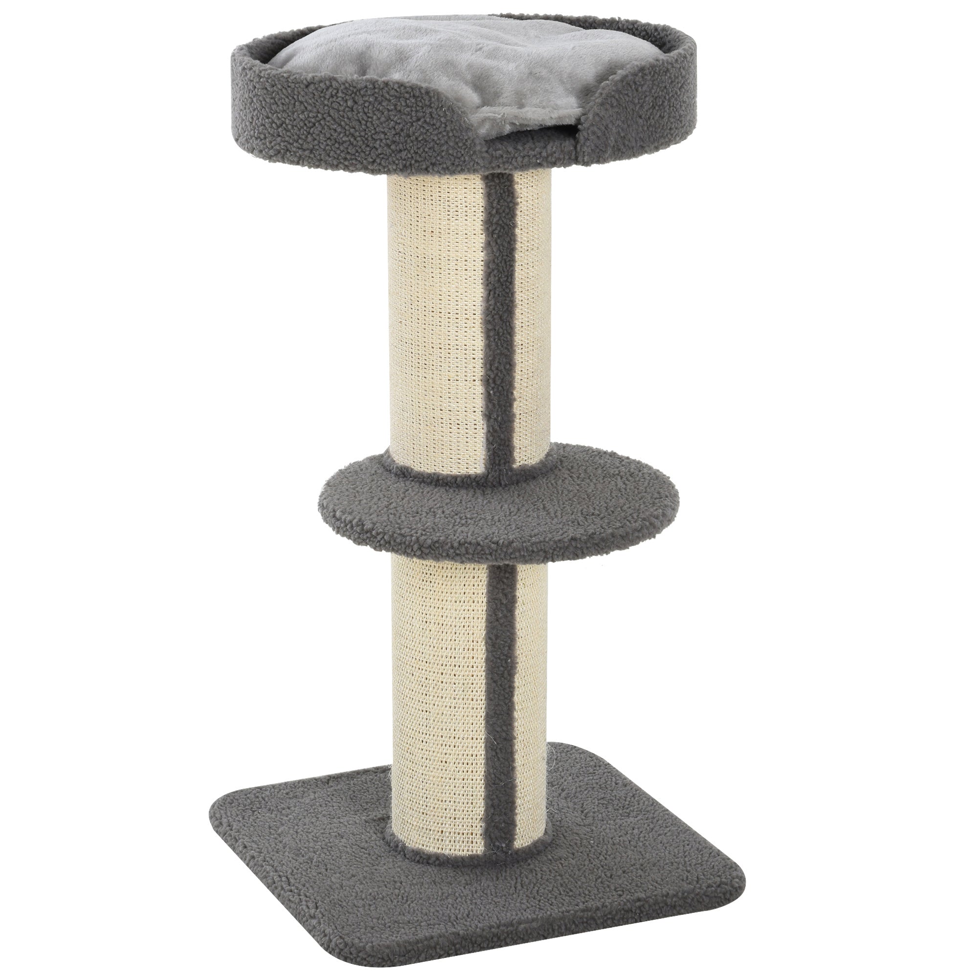 PawHut 91cm Cat Tower Scratching Posts Cat Tree for Indoor Kittens Activity Centre Grey