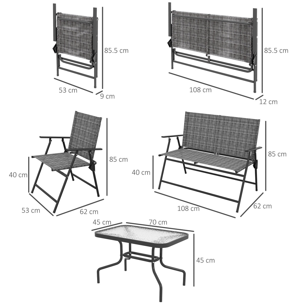 Outsunny Four-Piece Metal Garden Sofa Set - Mixed Grey