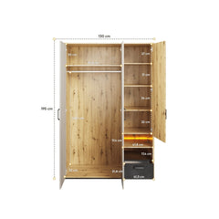 Qubic 02 Hinged Wardrobe 130cm with LED - product image 3