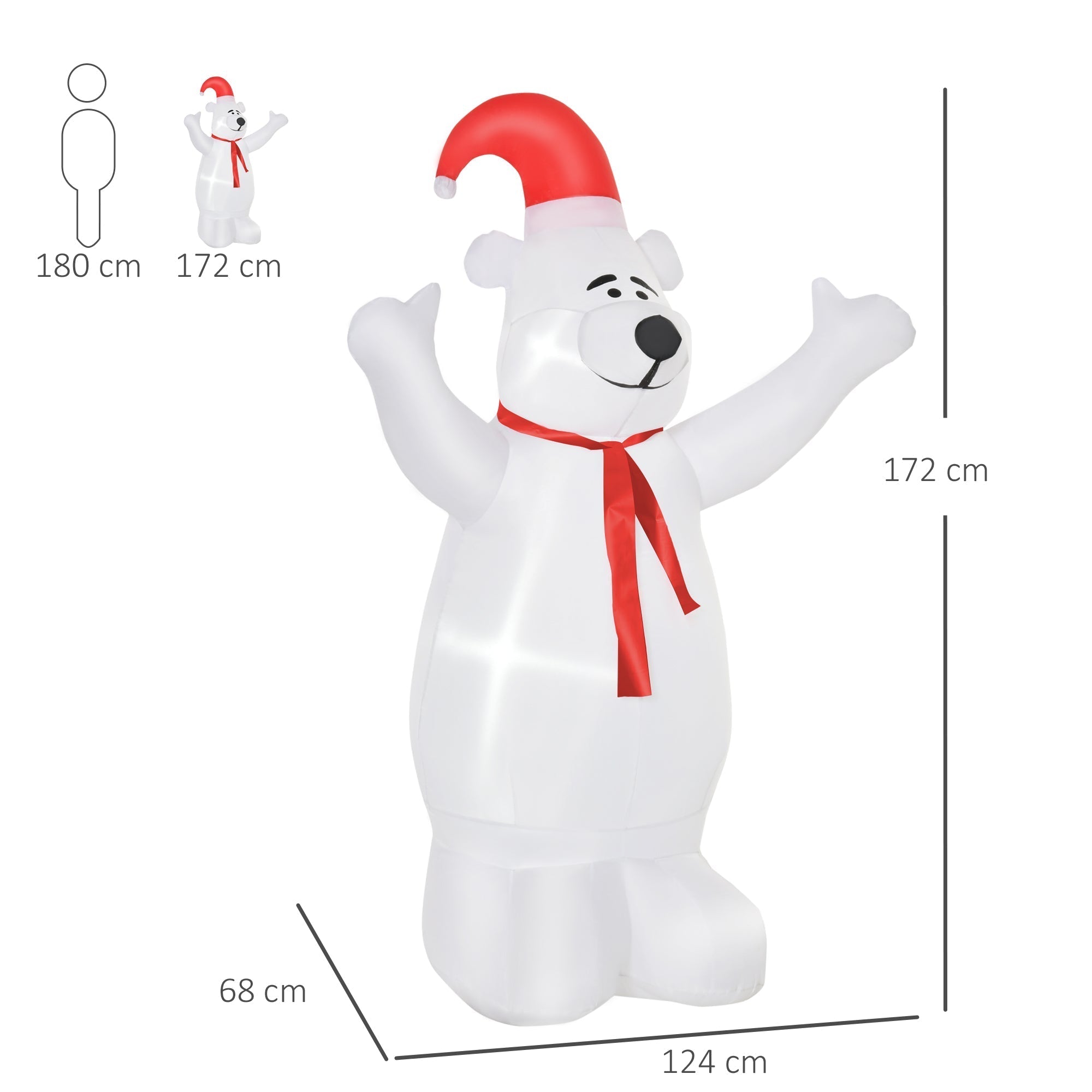HOMCOM 6ft Tall Outdoor Inflatable Bear Airblown Projection Holiday Christmas Lawn D√É¬©cor