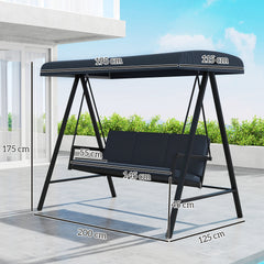 Outsunny Three-Seat Garden Swing Chair, with Adjustable Canopy - Dark Grey - product image 3
