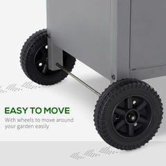 Outsunny 4+1 Burner Gas BBQ Grill, Outdoor Barbecue Trolley with Wheels, Warming Rack, Side Shelves, Cabinet, Thermometer for Garden, Party, Camping, 125L x 51W x 100Hcm, Grey
