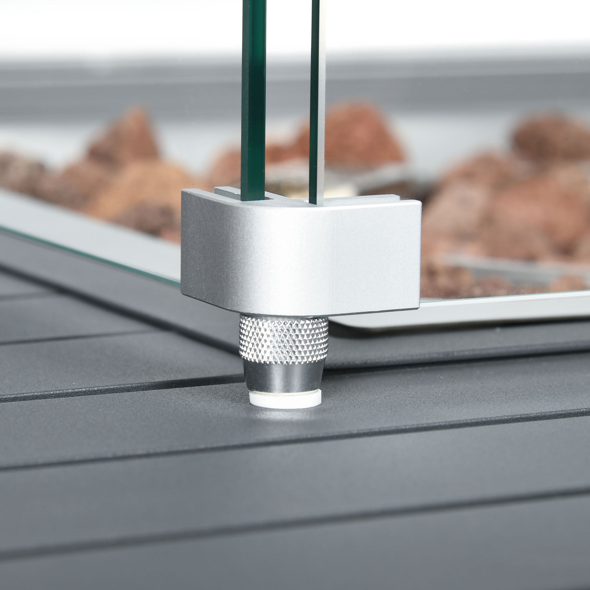 Outsunny 6-Piece Aluminium Garden Furniture Set with Fire Pit Table, Outdoor Dining Sofa Set with Cushions, Loveseats and Footstools, Sectional Corner Conservatory Furniture for Patio, Grey