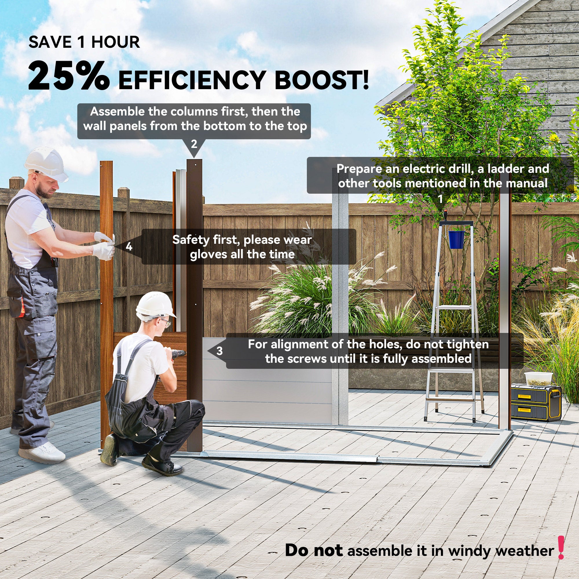 Outsunny 6 x 8ft Galvanised Steel Shed - Brown Wood-Effect