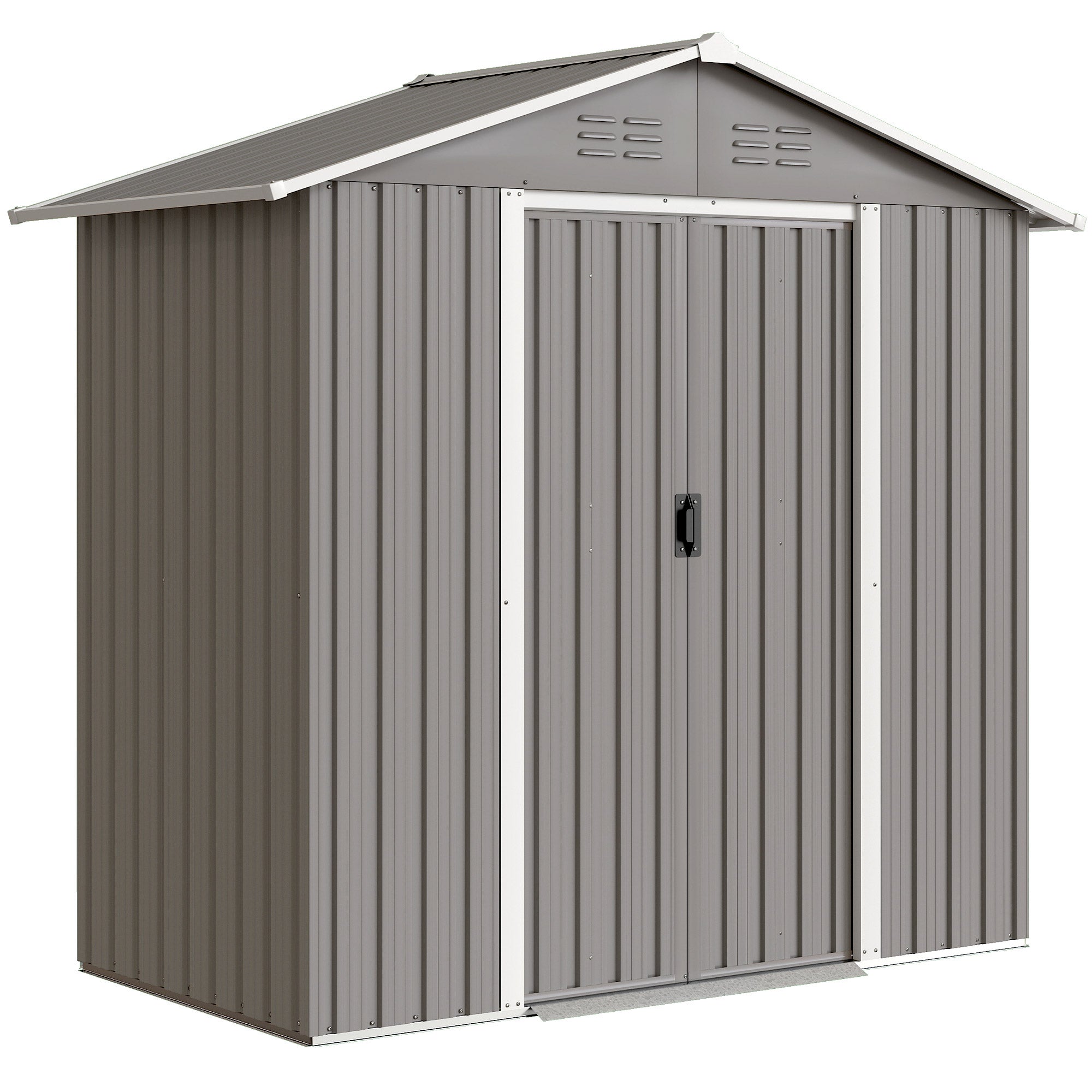 Outsunny 6.5 x 3.5ft Metal Garden Storage Shed - Light Grey