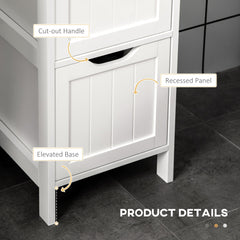 HOMCOM Narrow Floor Cabinet, Bathroom Cabinet with 3 Drawers and 2 Open Shelves, 30W x 30D x 141.6Hcm, White