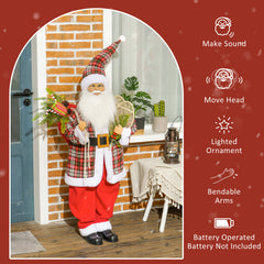HOMCOM 120cm Animated Santa Claus Figure, with Sound and Lights - Red/Green