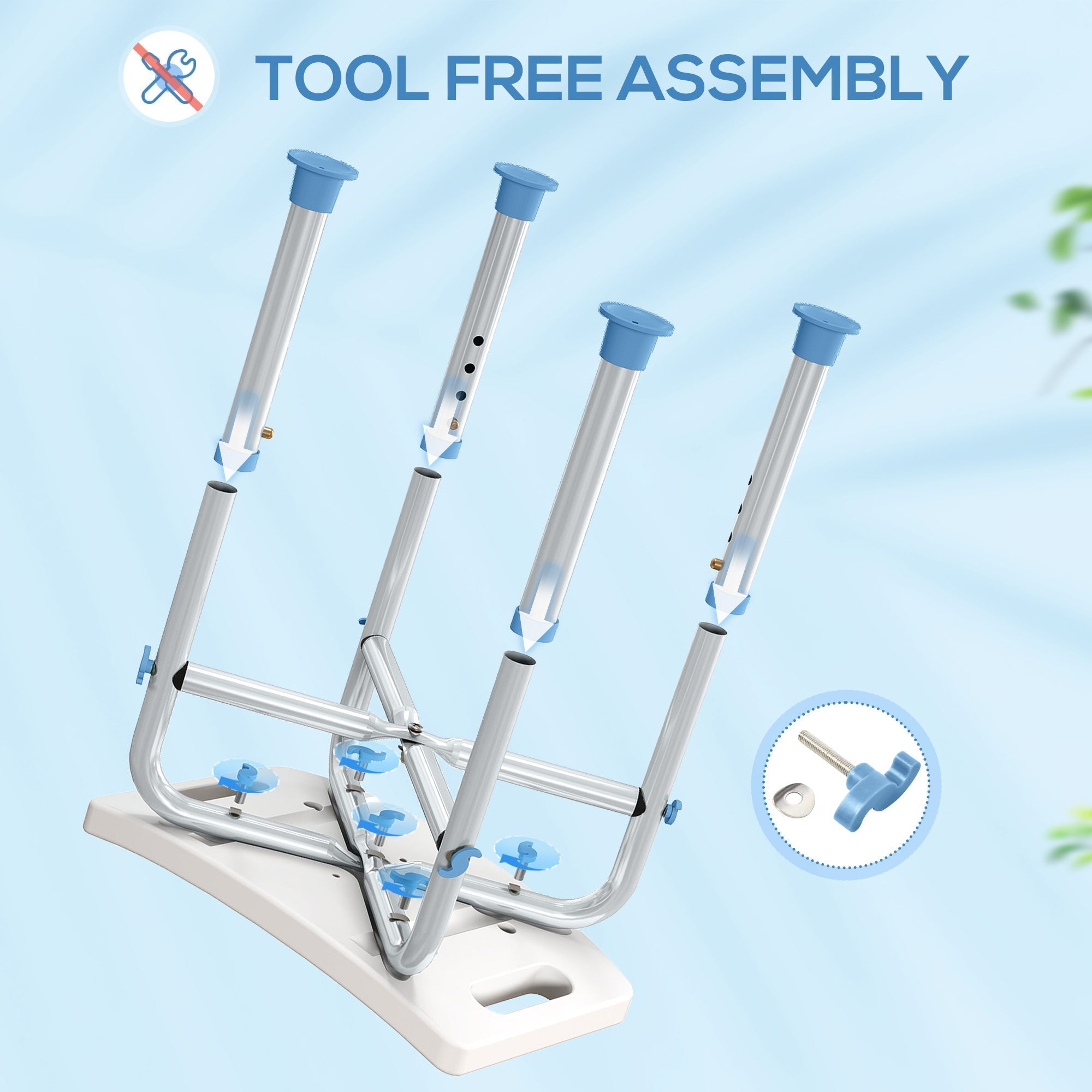 HOMCOM 44-51.5cm Aluminium Frame Shower/Bath Stool - Light Blue