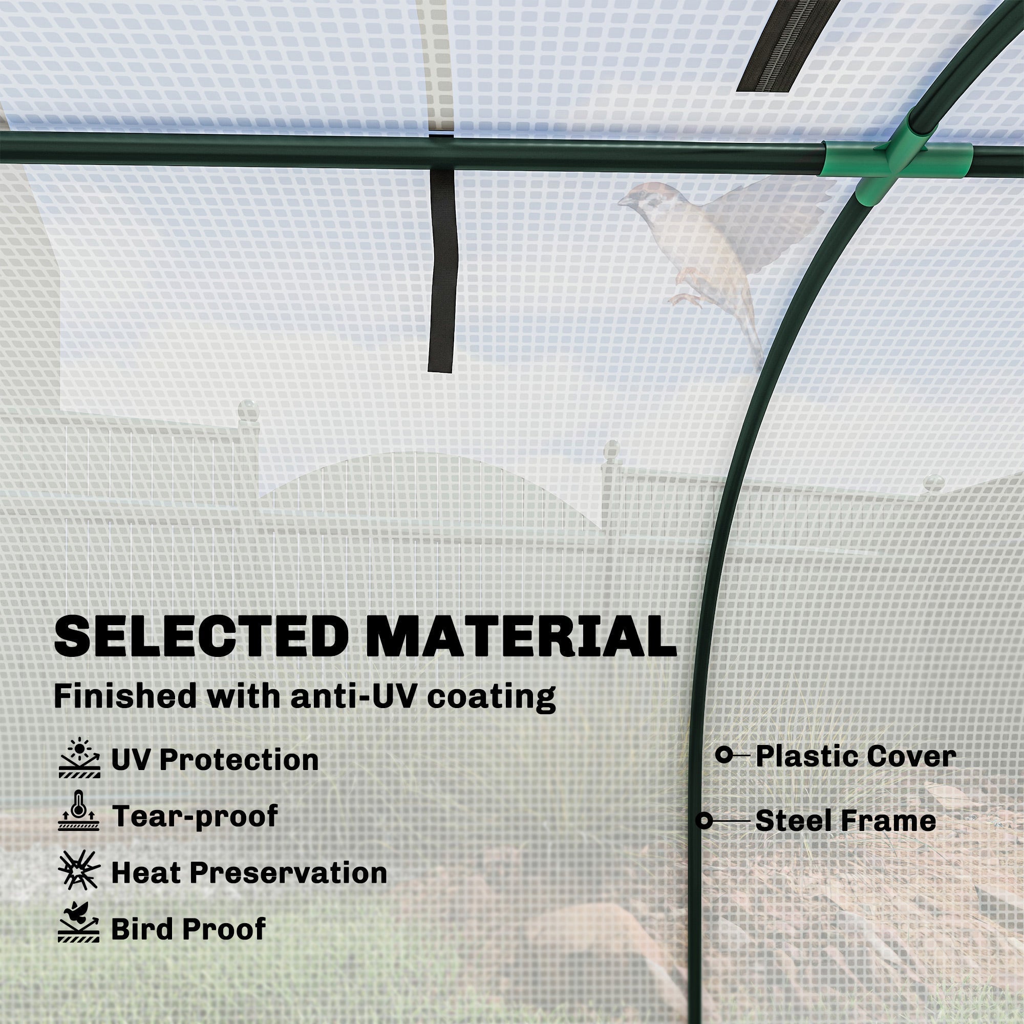 Outsunny 395  x 100 cm Low Tunnel Greenhouse - White