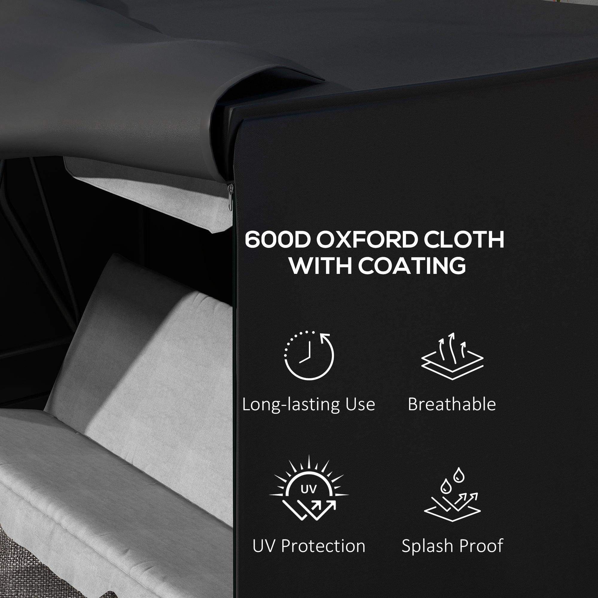 Outsunny 205 x 124cm Three-Seater Swing Chair Protective Cover Black