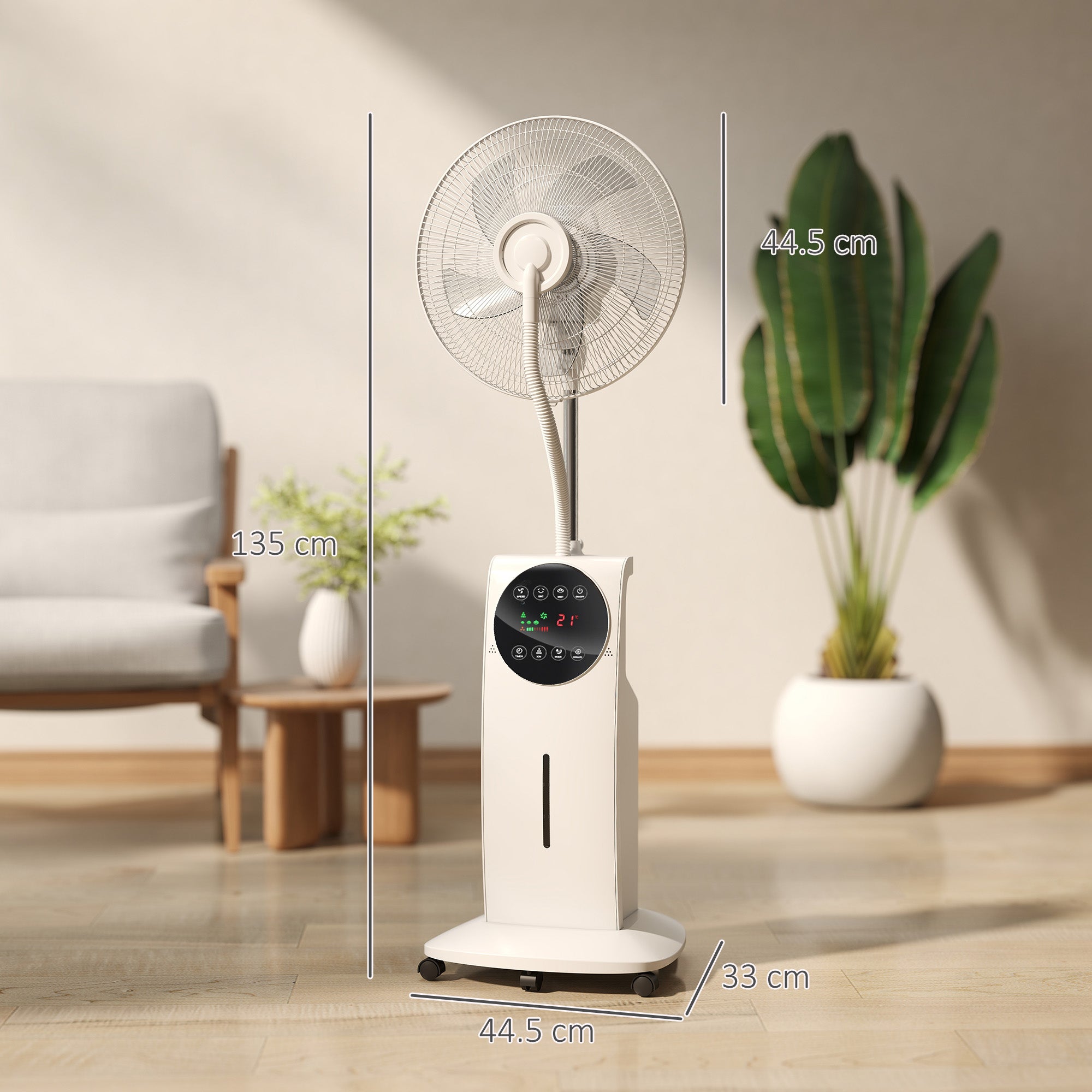HOMCOM 16" Pedestal Fan with Water Mist Spray Humidifying Misting Fan, White