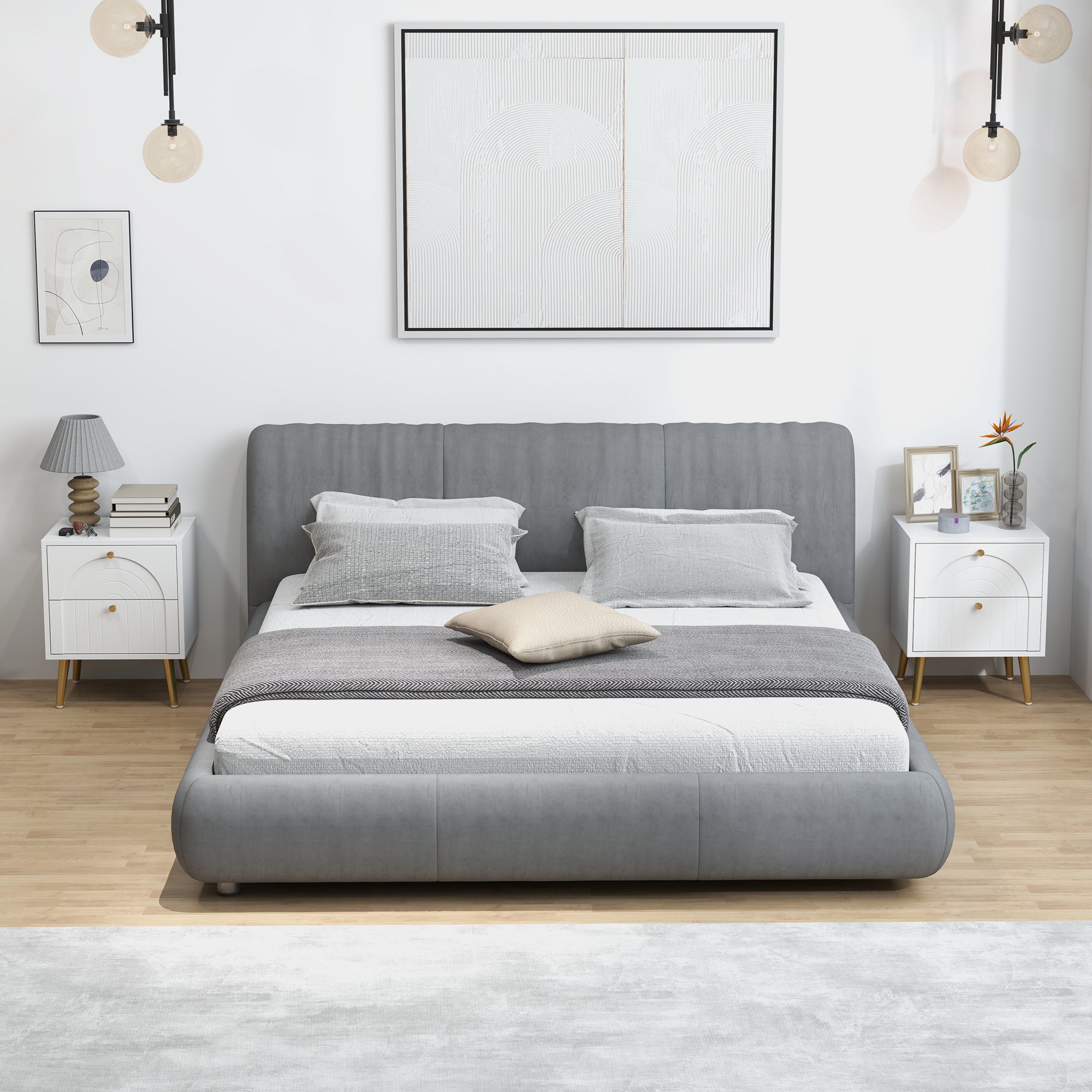 HOMCOM 2-Drawer Bedside Table Set of 2 - White