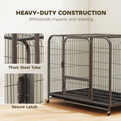 PawHut Heavy Duty Dog Crate,116 x 77 x 88 cm, Large Dog Cage for Small to Large Breeds