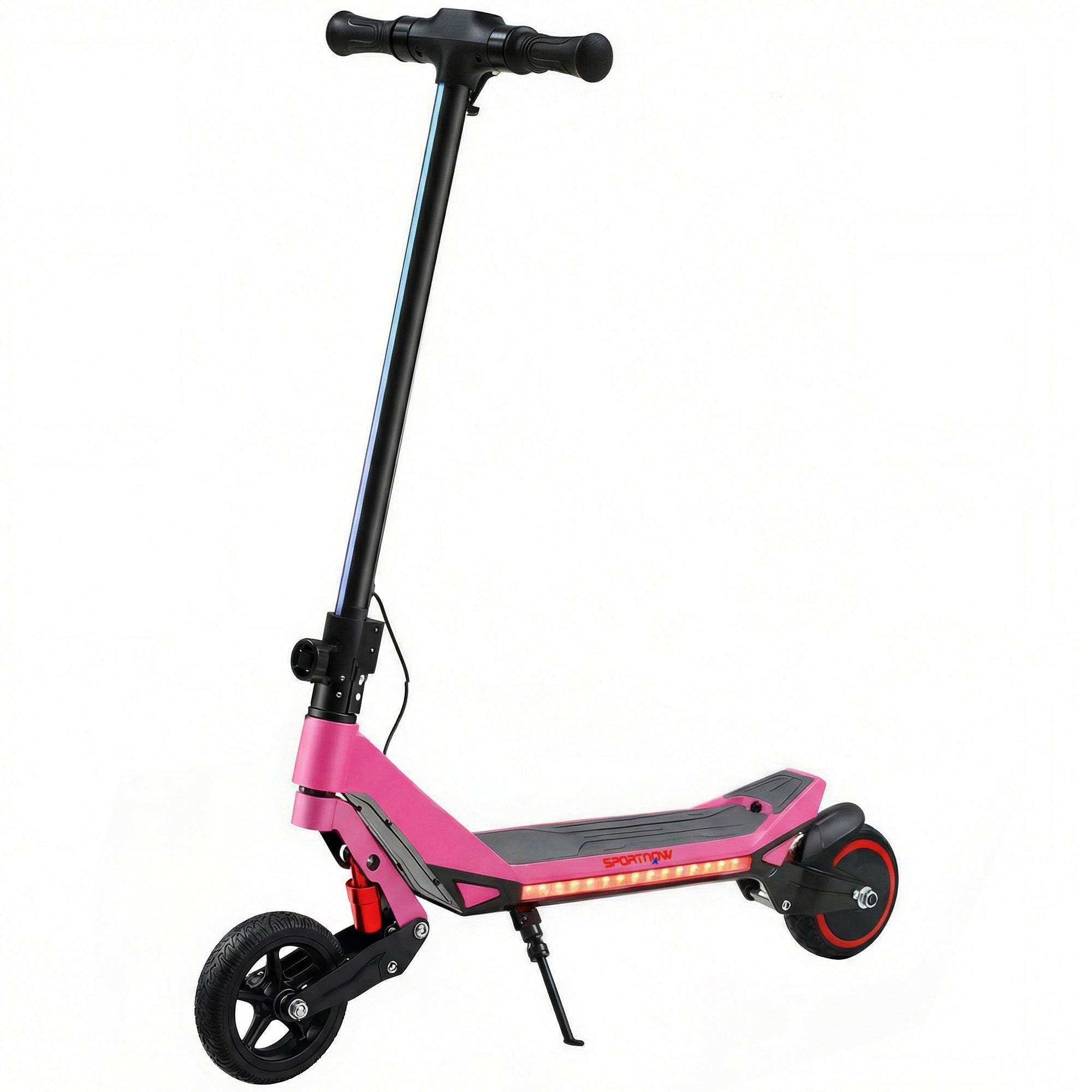 SPORTNOW Electric Scooter for Kids, Foldable E Scooter for Age Age 6+ with LED Display, RGB lights, Up to 16km/h, Pink