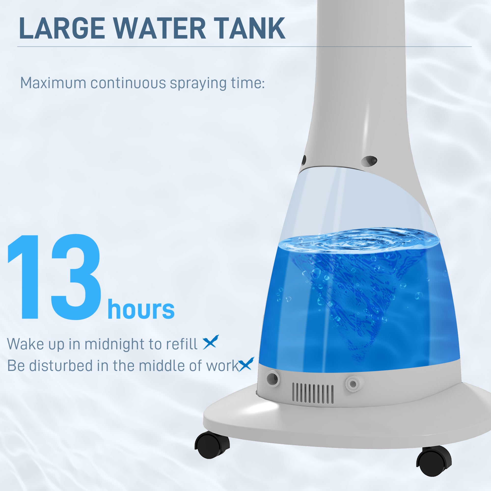 HOMCOM Pedestal Fan with Water Mist Spray, Spray Misting Fan with 75√Ç¬∞ Oscillation, Remote Control, Tilt Head, 3 Speeds, 3 Modes, 3 Mist, 3L Water Tank, Wheels, for Home, 125 cm