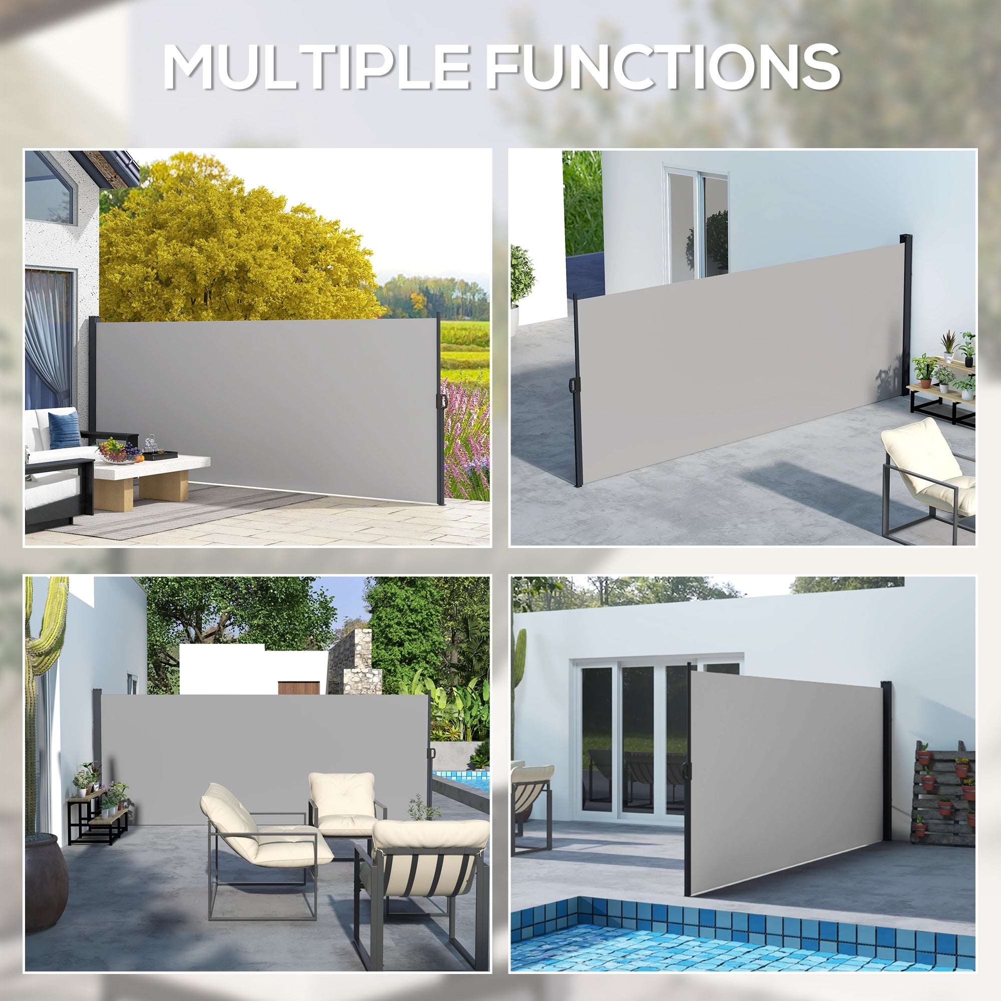 Outsunny 400 x x 160cm Retractable Side Awning - Light Grey