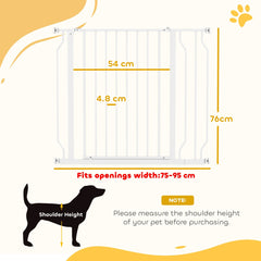PawHut Wide Dog Safety Gate, with Door Pressure, for Doorways, Hallways, Staircases - White