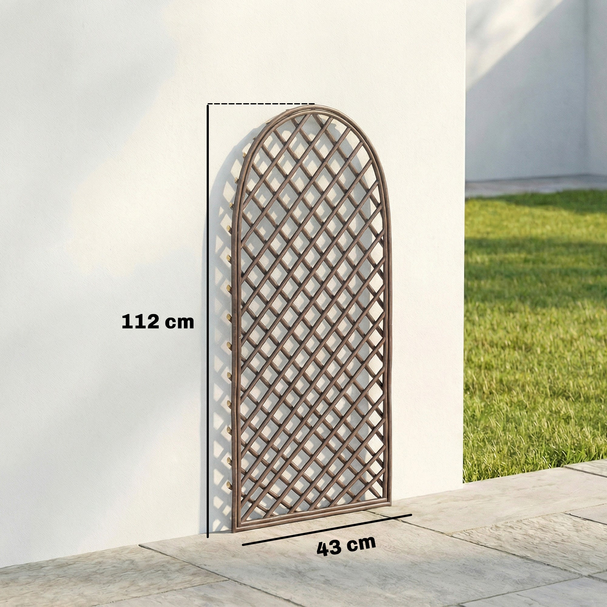 Outsunny Garden Arch, Garden Arbor with 8mm Wicker and Dome Top, Natural Wood Finish