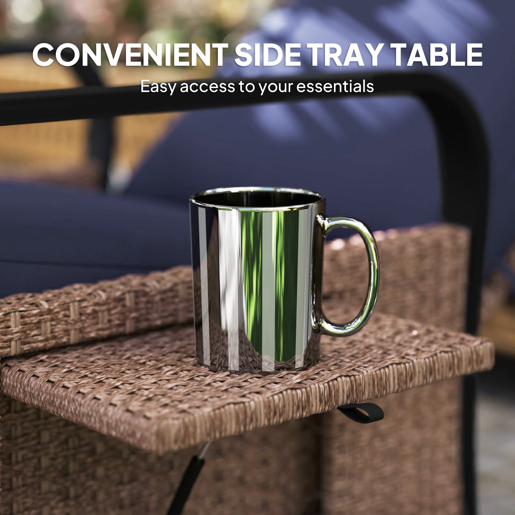 Outsunny 140√Ç¬∞ Reclining Rattan Armchair - Brown/Blue