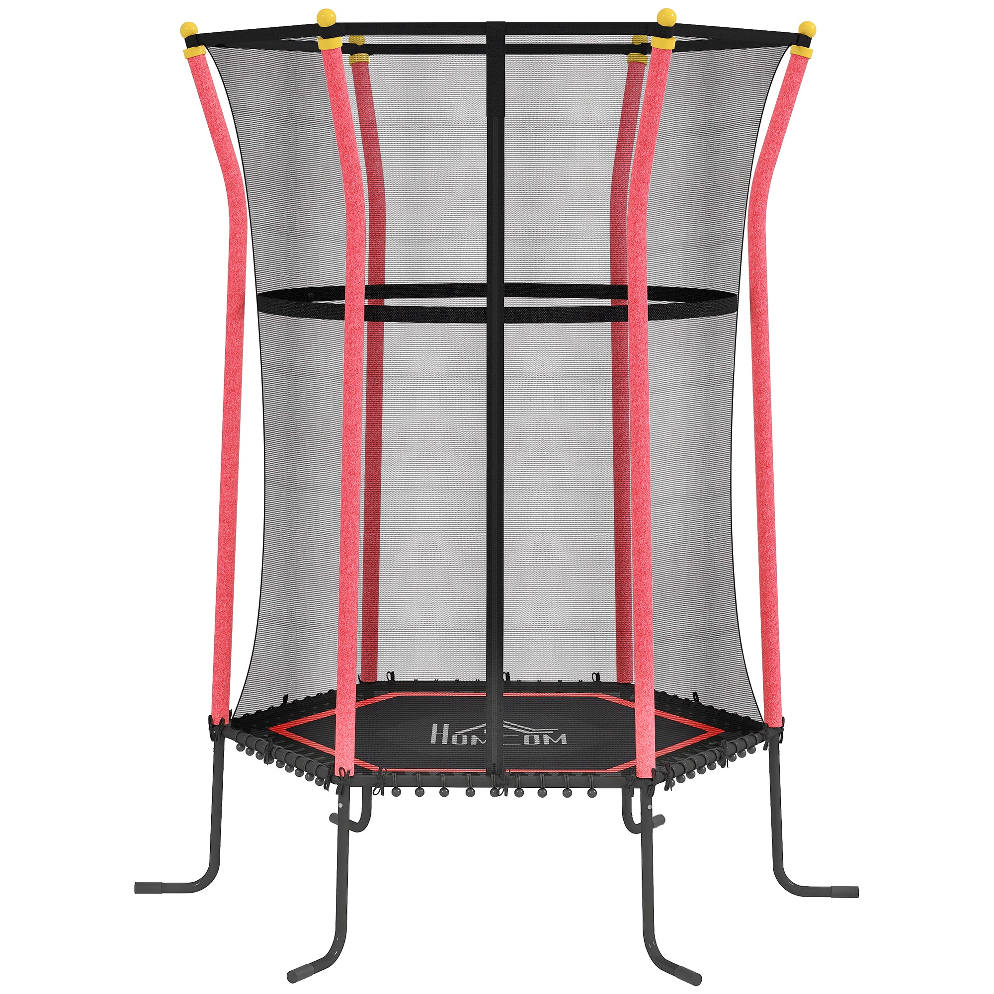 HOMCOM Kids Trampoline Mini Bouncer with Enclosure Safety Net For Ages 3-10 Years - Red
