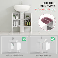 HOMCOM Bathroom Vanity Unit, Under Sink Storage Cabinet with Soft-Close Doors for Basin without or with Pedestal, White